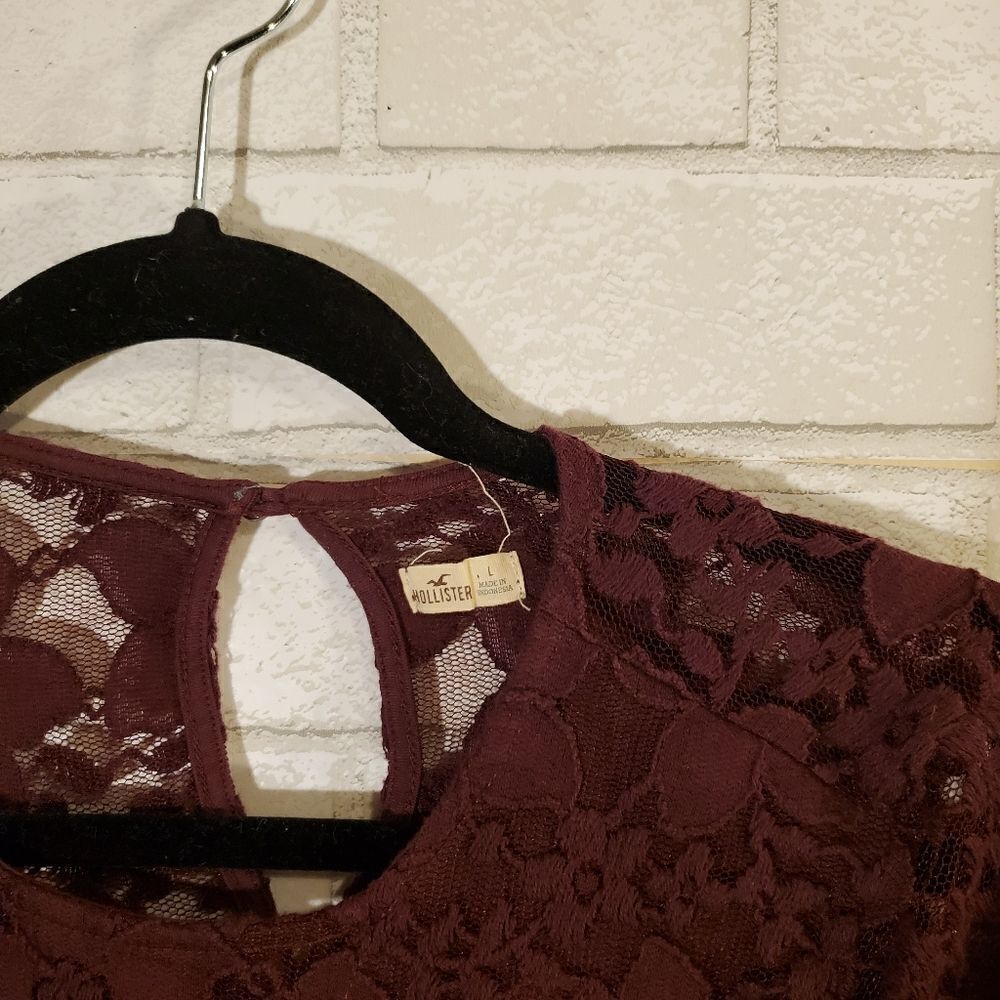 Hollister maroon lace top - Picture 2 of 10